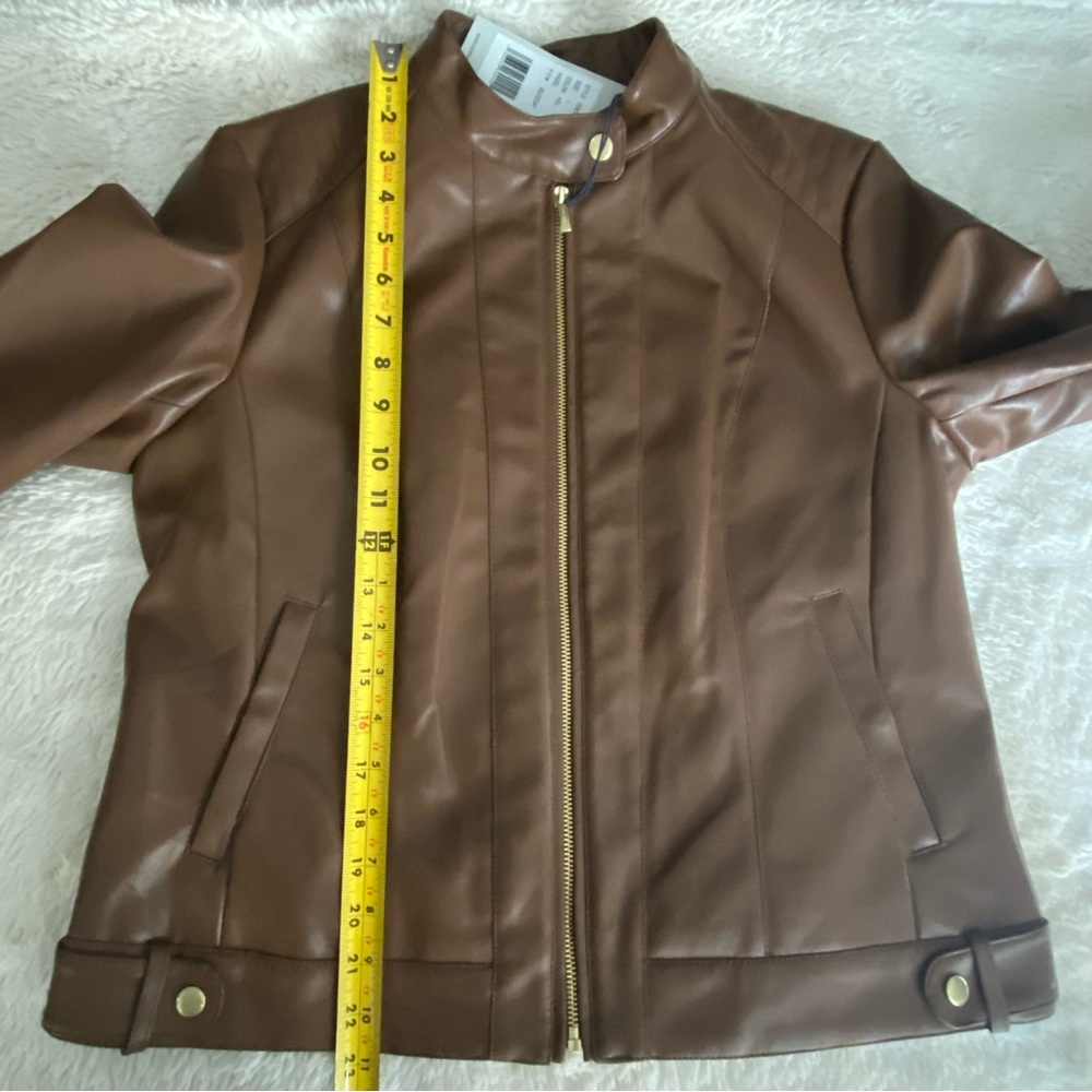 NWT Cole Haan Signature Fitted Racer Moto Jacket, Large, Hazel - Picture 15 of 16